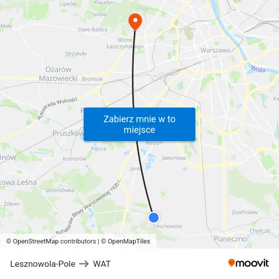 Lesznowola - Pole to WAT map