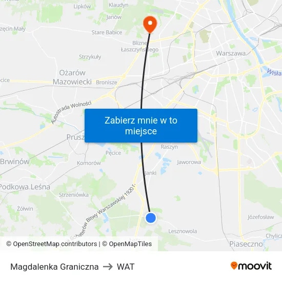 Magdalenka Graniczna to WAT map