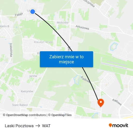 Laski Pocztowa to WAT map
