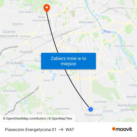 Piaseczno Energetyczna 01 to WAT map