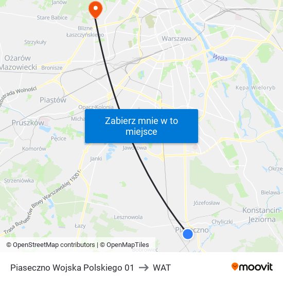 Piaseczno Wojska Polskiego 01 to WAT map