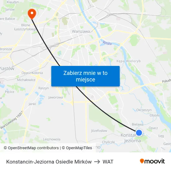 Konstancin-Jeziorna Osiedle Mirków to WAT map