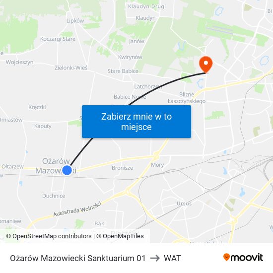 Ożarów Mazowiecki Sanktuarium to WAT map