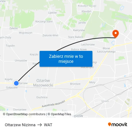 Ołtarzew Nizinna to WAT map