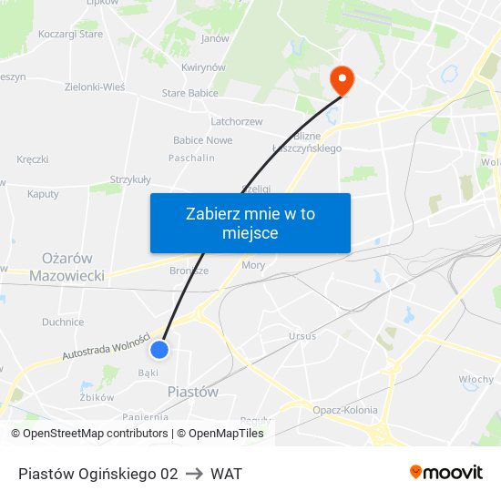Piastów Ogińskiego 02 to WAT map