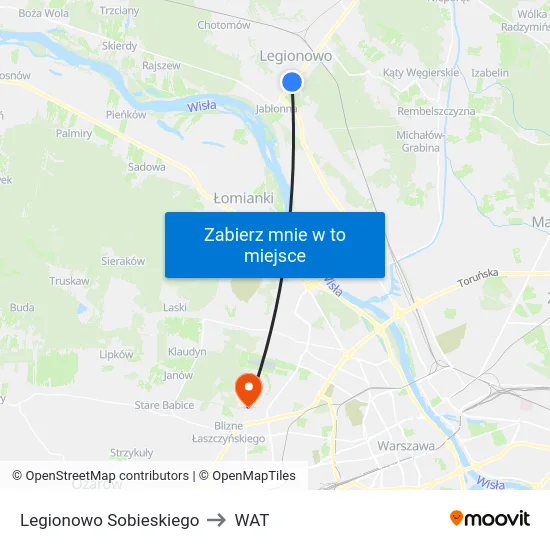 Legionowo Sobieskiego to WAT map