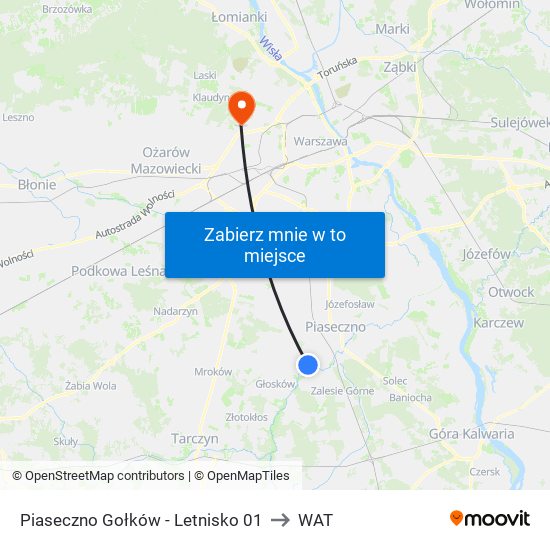 Piaseczno Gołków - Letnisko 01 to WAT map