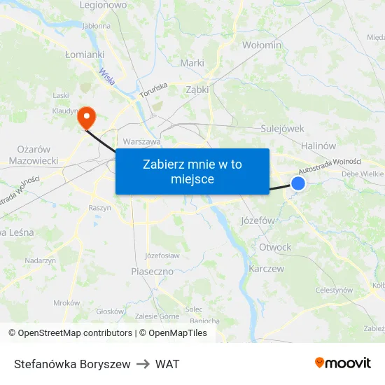 Stefanówka Boryszew to WAT map