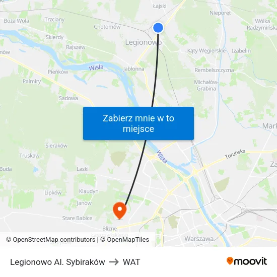 Legionowo Al. Sybiraków to WAT map