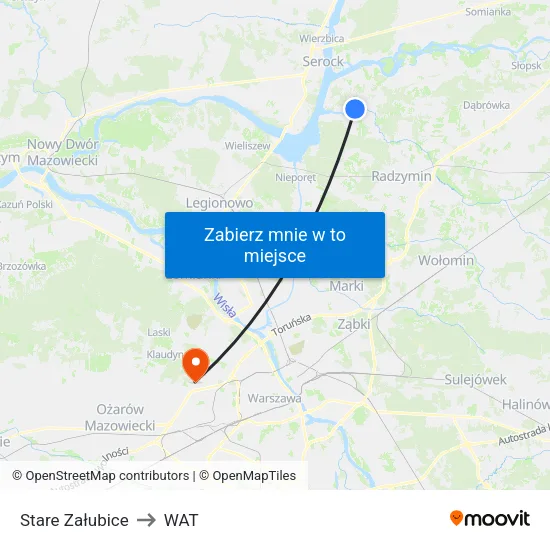 Stare Załubice to WAT map