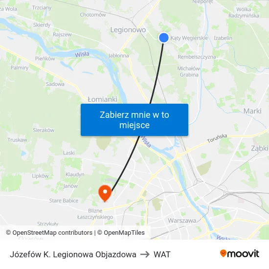 Józefów K. Legionowa Objazdowa to WAT map