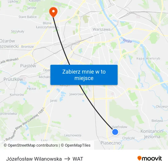 Józefosław Wilanowska to WAT map
