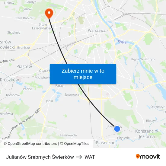 Julianów Srebrnych Świerków to WAT map
