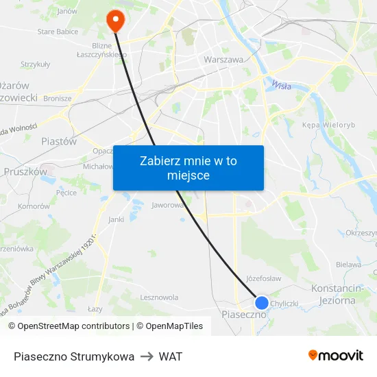Piaseczno Strumykowa to WAT map