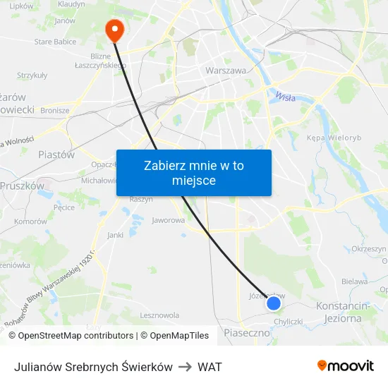 Julianów Srebrnych Świerków to WAT map
