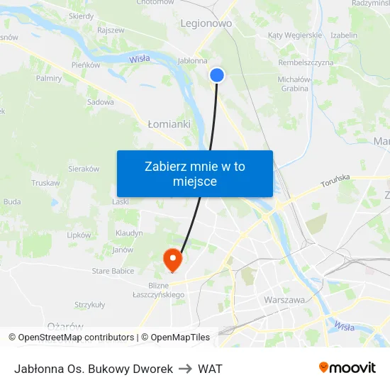 Jabłonna Os. Bukowy Dworek to WAT map
