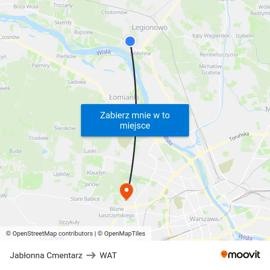 Jabłonna Cmentarz to WAT map