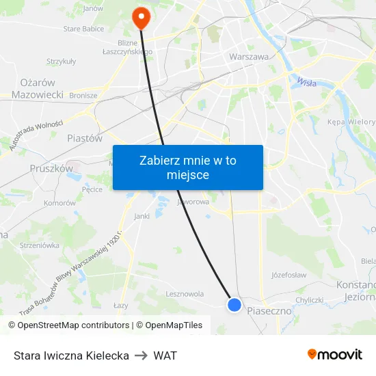 Stara Iwiczna Kielecka to WAT map