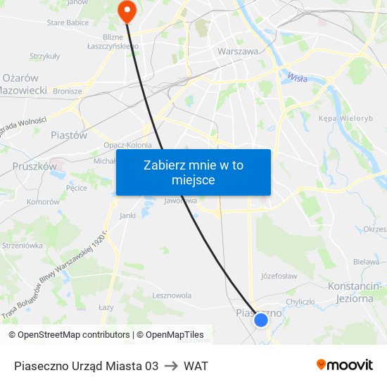 Piaseczno Urząd Miasta 03 to WAT map