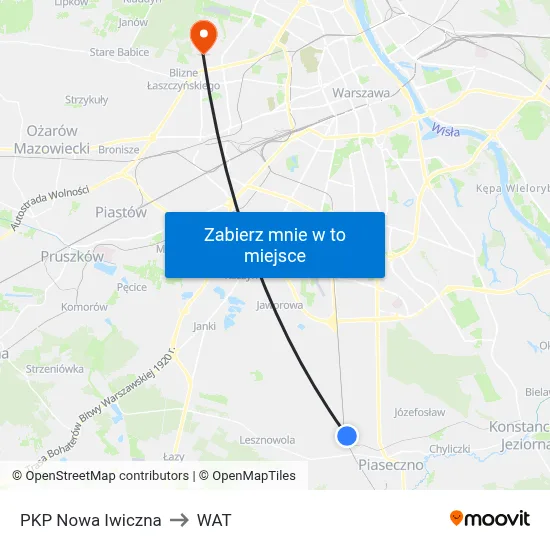 PKP Nowa Iwiczna to WAT map
