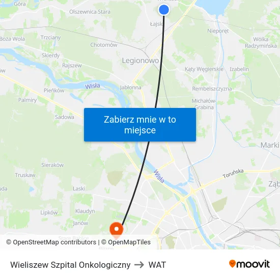 Wieliszew Szpital Onkologiczny to WAT map