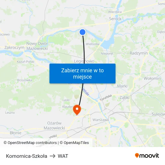 Komornica - Szkoła to WAT map