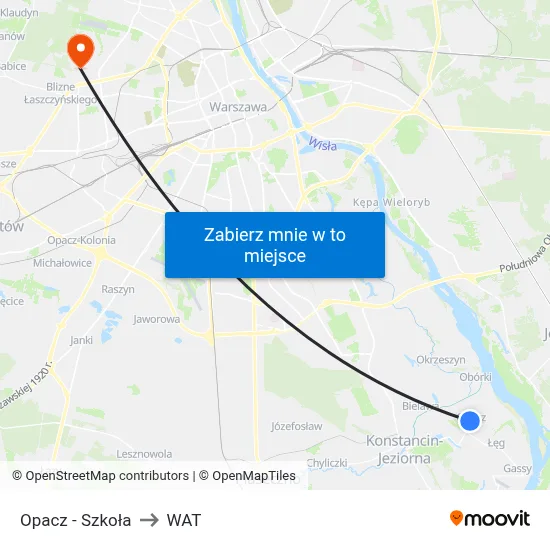 Opacz - Szkoła to WAT map
