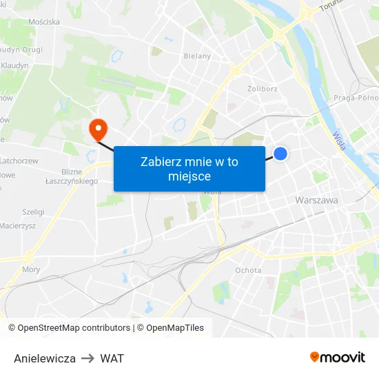 Anielewicza to WAT map