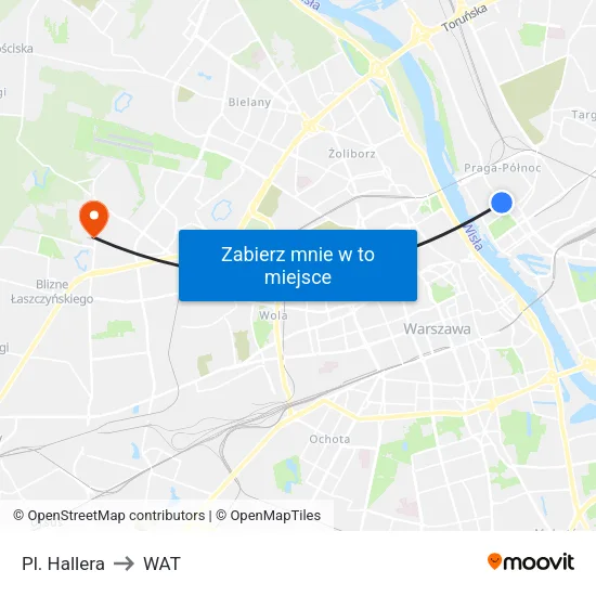 Pl. Hallera to WAT map