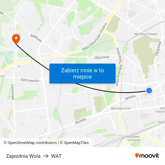 Zajezdnia Wola to WAT map