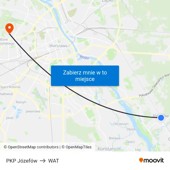 PKP Józefów to WAT map