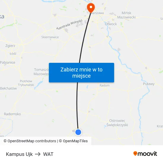 Kampus Ujk to WAT map