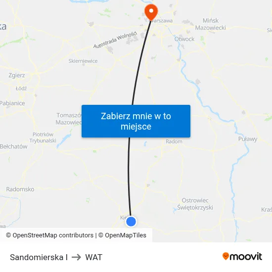 Sandomierska I to WAT map