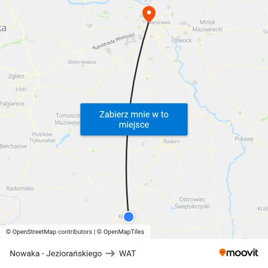 Nowaka - Jeziorańskiego to WAT map