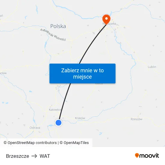 Brzeszcze to WAT map