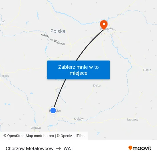 Chorzów Metalowców to WAT map