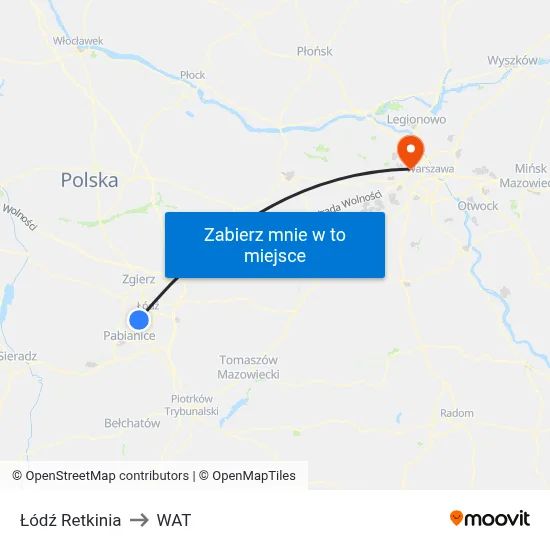 Łódź Retkinia to WAT map