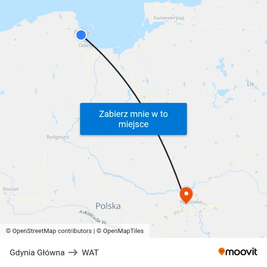 Gdynia Główna to WAT map