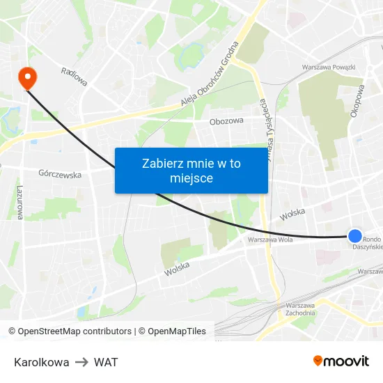 Karolkowa to WAT map