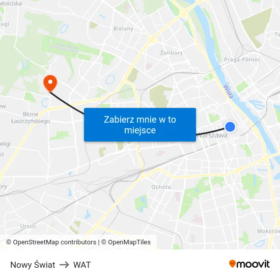 Nowy Świat to WAT map