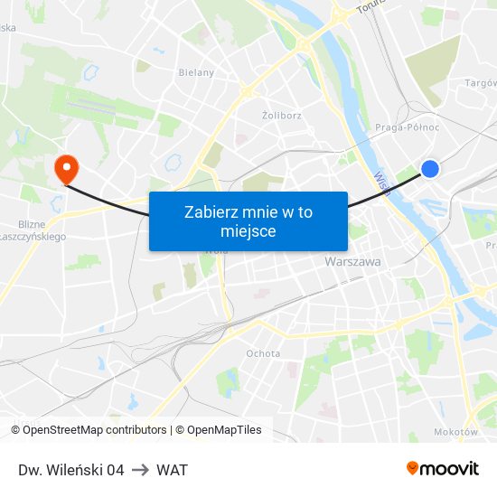 Dw. Wileński to WAT map