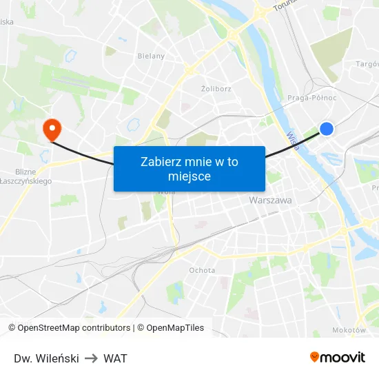 Dw. Wileński to WAT map