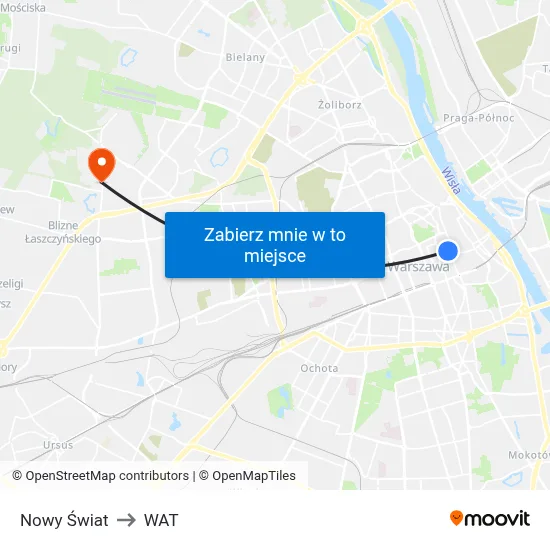 Nowy Świat to WAT map