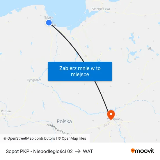 Sopot PKP - Niepodległości 02 to WAT map