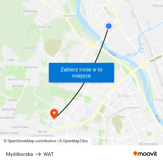 Myśliborska to WAT map