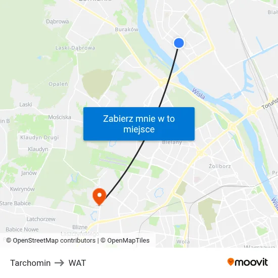 Tarchomin to WAT map