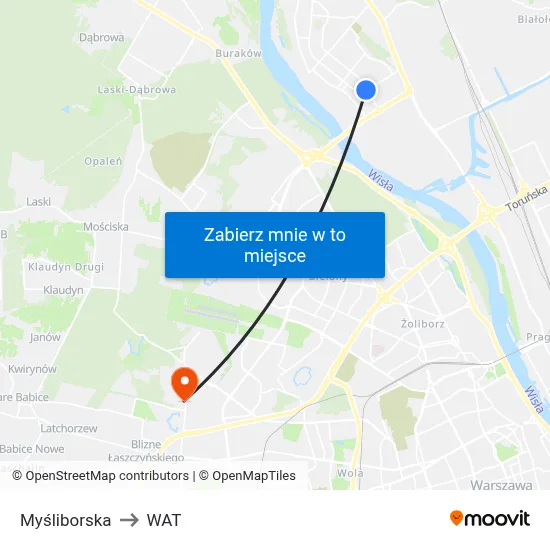 Myśliborska to WAT map