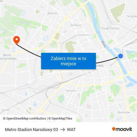 Metro Stadion Narodowy 03 to WAT map