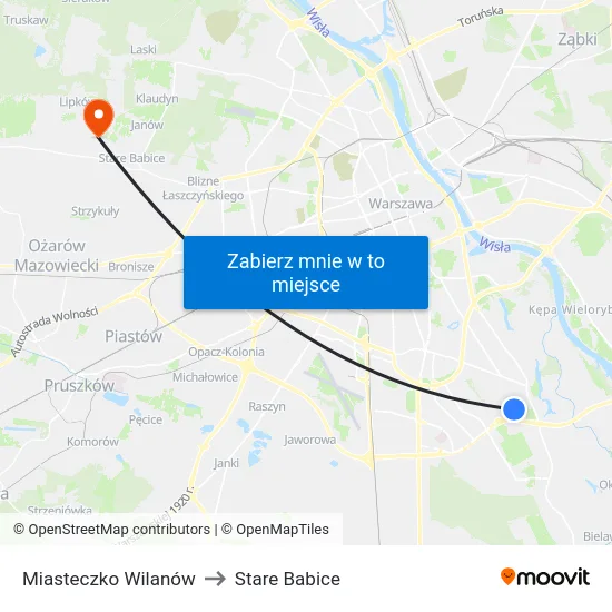 Miasteczko Wilanów to Stare Babice map