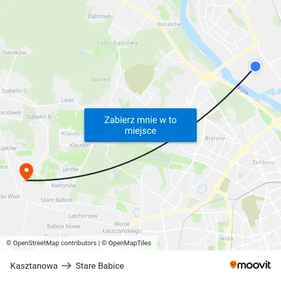 Kasztanowa to Stare Babice map